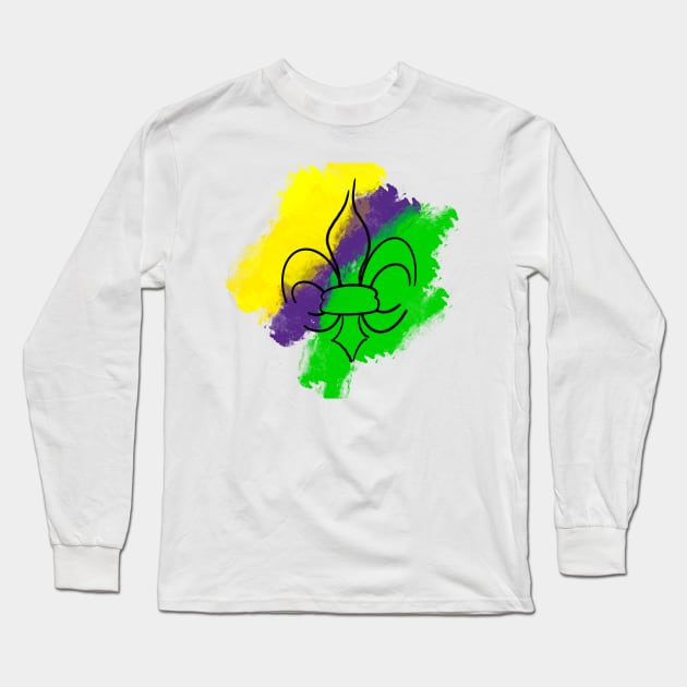 Mardi Gras Fleur de Lis Long Sleeve T-Shirt by Stephanie Kennedy 